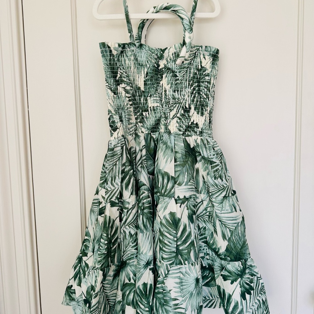 Janie and Jack Tropical Palm Print Dress and Headband
